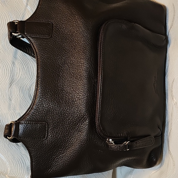 Stone Mountain Accessories Handbags - Stone Mountain brown leather shoulder bag very good condition front zip pouch ba